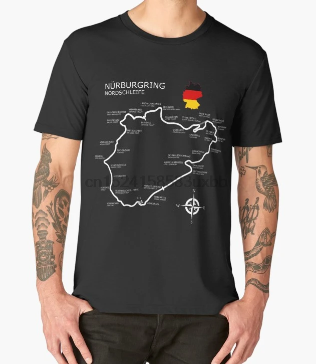 Мужская футболка с принтом, хлопковая Футболка с круглым вырезом, женская футболка Nurburgring-Nordschleife с коротким рукавом