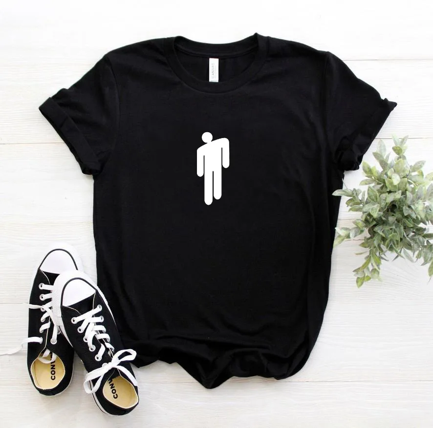 Женская футболка с принтом Billie Eilish, хлопковая Повседневная забавная футболка для девушек, топ, хипстер, 6 цветов, Прямая поставка NG-3 - Цвет: Черный