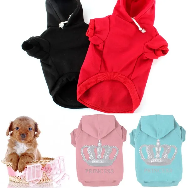 

Crown Dog Hoodie Sweater Princess Printed Dog Pet Sweater Sweatshirts Autumn Winter Clothing Hooded Clothes Dogs