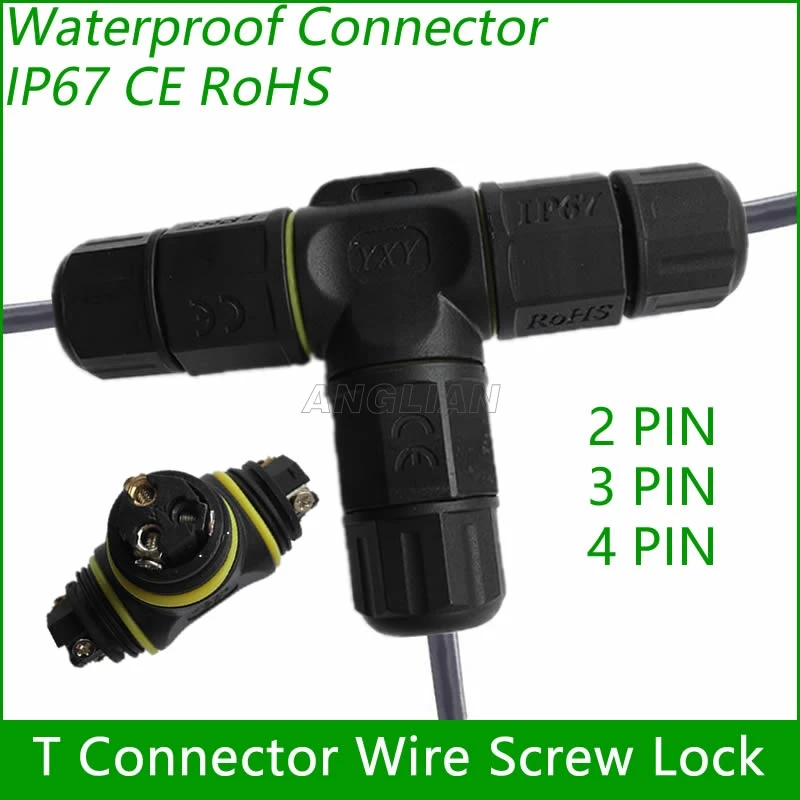 Водонепроницаемый Т образный 2 контактный 3 4 IP67 10 шт.|4 pin connectors wire|cable pinoutdoor lighting