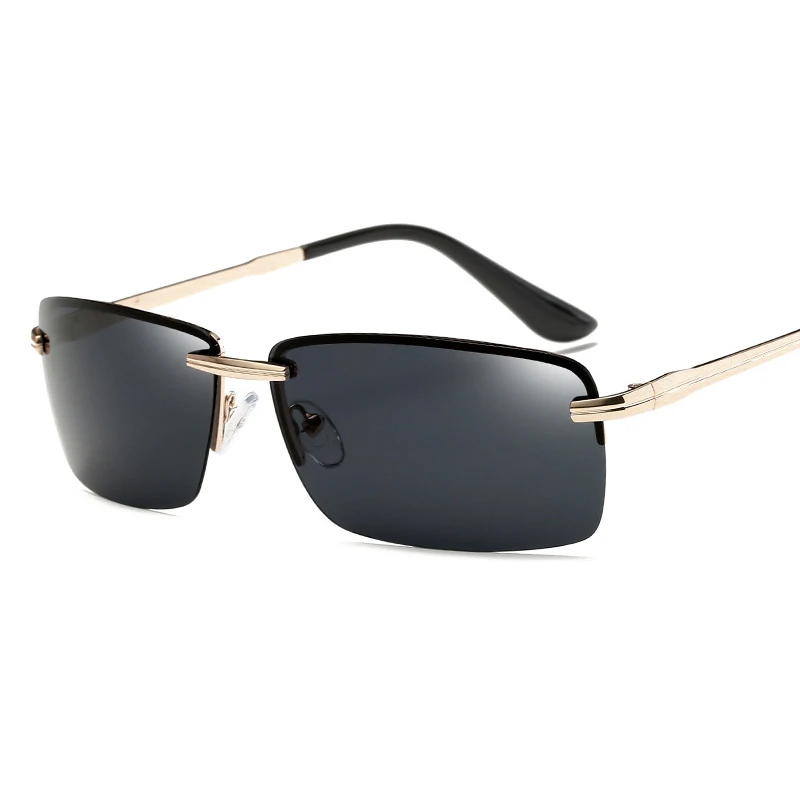SIMPRECT поляризационные солнцезащитные очки для мужчин, квадратные солнцезащитные очки без оправы, Ретро стиль, Винтажные Солнцезащитные очки для мужчин, антибликовые водительские очки - Цвет линз: GOLD-BLACK