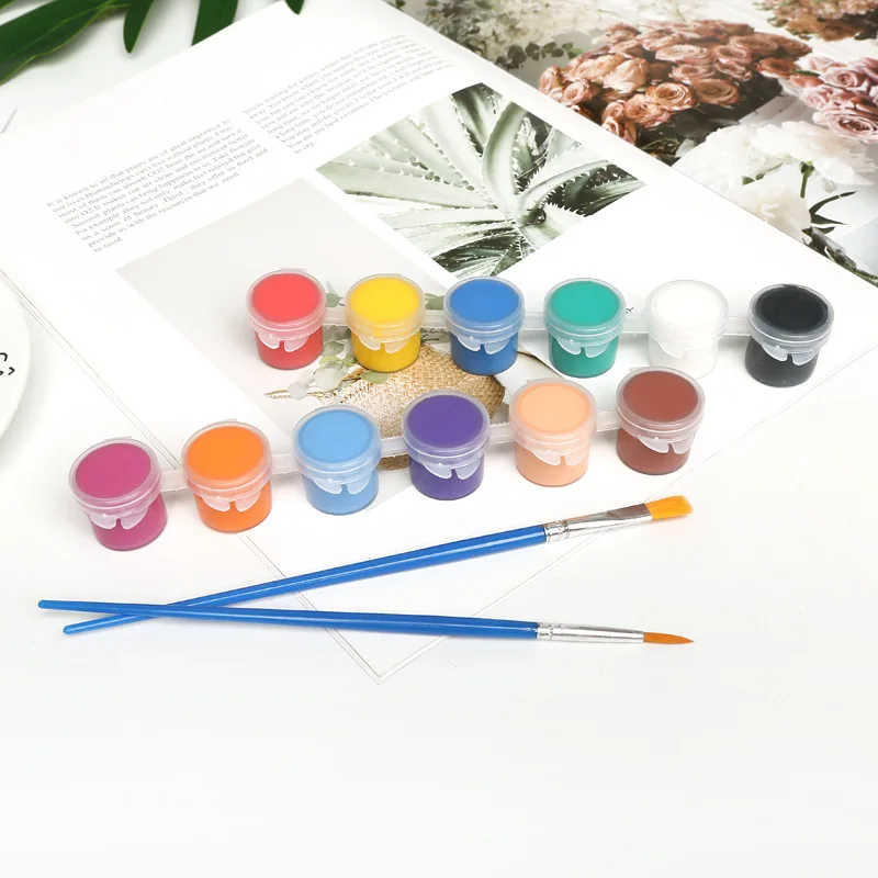 12/8 Colors With 1 Paint Blue Brushes Per Set Acrylic Paints For Oil Painting Nail Art Clothes Art Digital DIY Graffiti Pigment