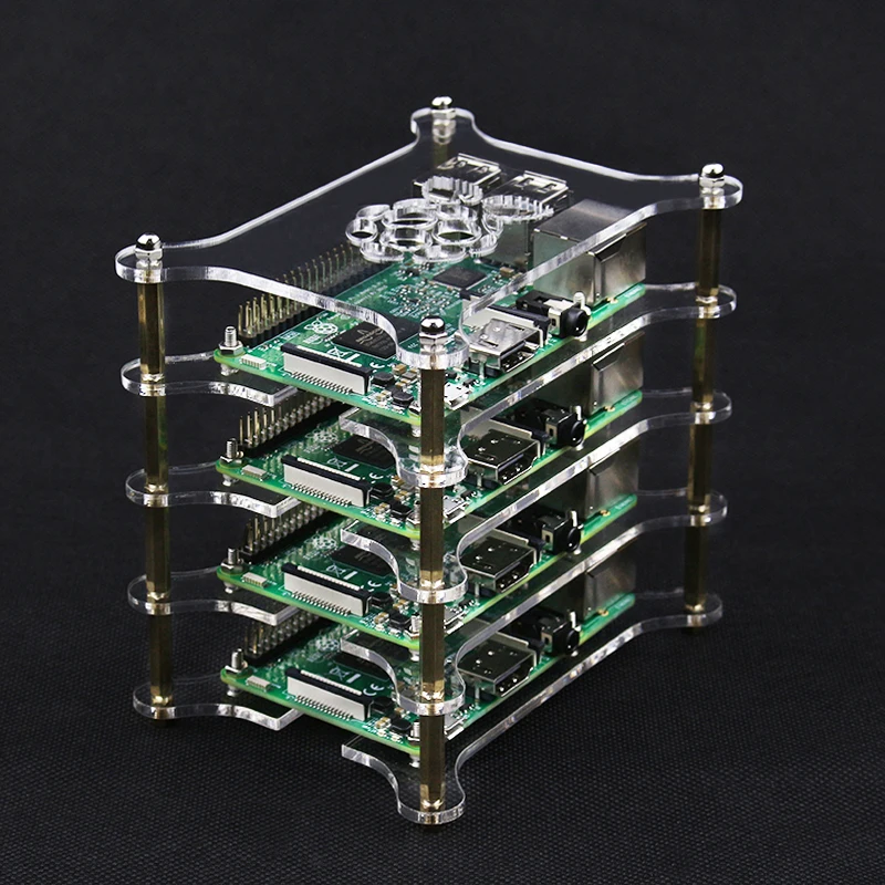

4-layer Raspberry Pi 3 B+ Transparent Acrylic Case Clear Shell Enclosure with Logo +Screws for Raspberry Pi 3 Model B+ Plus/3B