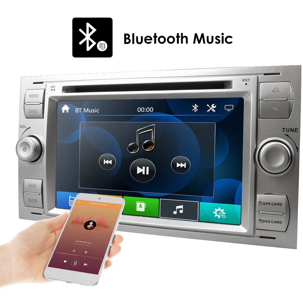 Top Free Camera +8G Map card Car DVD MP5 Player For Ford Focus/Mondeo/Transit/C-MAX/Fiest GPS DVR DAB+  RDS 1080P USB Cam in SWC 9