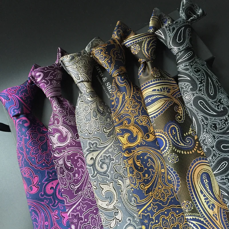 Original Design Business Wedding Banquet Business Tie Fashion Quality 2019 New Paisley Polyester Jacquard Men's Fashion Tie Set