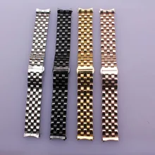 Homens de aço inoxidável watch band 18mm 20mm 22mm 24mm acessórios cinta de Prata Black Gold Rosegold MODA extremidade curva pulseira hot