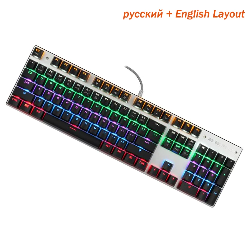 

87 / 104 Keys Mechanical Gaming Keyboard Blue Switches Metal Plate with Rainbow Color LED RGB Backlit Anti-ghosting for Computer
