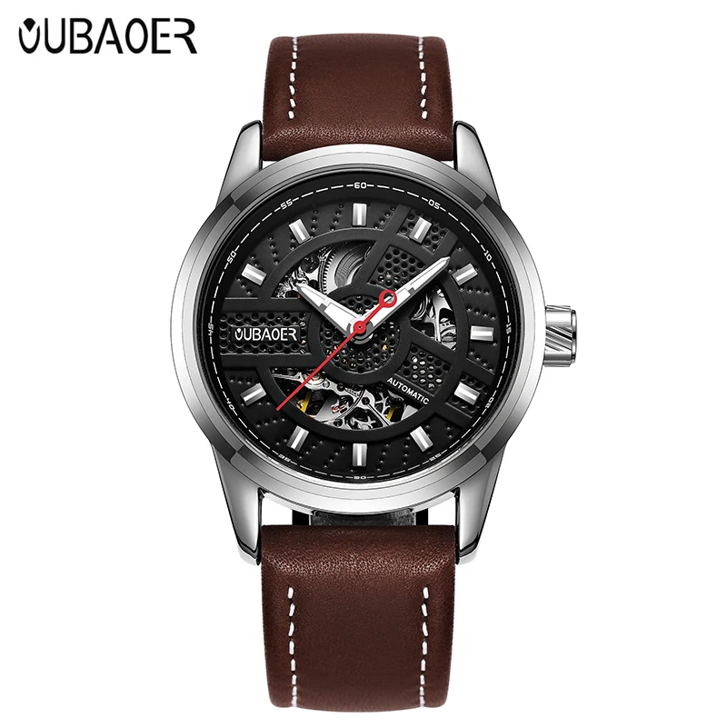 

OUBAOER Brand Luxury 2017 New Men's Automatic Mechanical Wristwatches Wathces Men Gold Clock Male Dress relogio masculino saat
