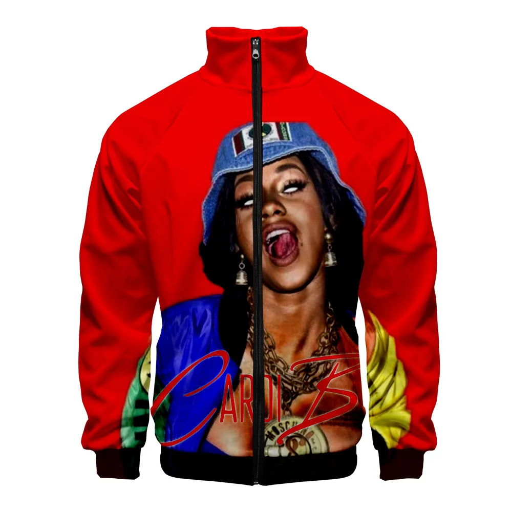 

2019 Cardi B Zipper Sweatshirt Casual Hoodies New Fashion Cool Highstreet Autumn And Winter Clothes Sweatshirt