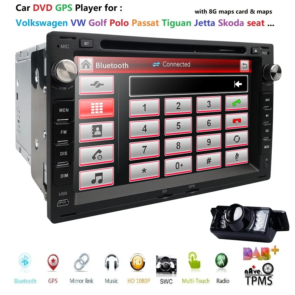 Excellent 2 din AutoRadio GPS Car DVD Player for VW PASSAT B5 MK5 GOLF MK3 IV MK4 Polo MK4 Transporter T5 BORAFord Galaxy Sharan SEAT leon 2