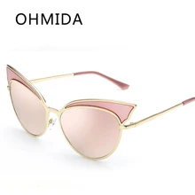 OHMIDA Nueva Moda Cateye gafas de Sol Mujeres Espejo Gafas de Sol de Las Señoras de La Vendimia de la Marca gafas de Sol Con Caja de Gafas de Sol Hombre Marca