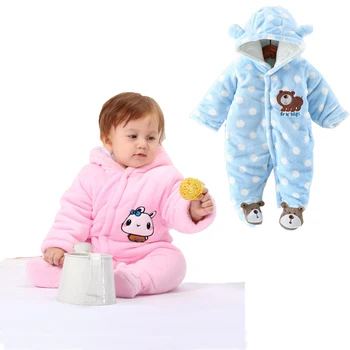 

Autumn Winter Baby Rompers Dot Style Baby Coral Fleece Brand Hoodies Jumpsuit Infant Baby Girls Boys Romper Newborn Clothing