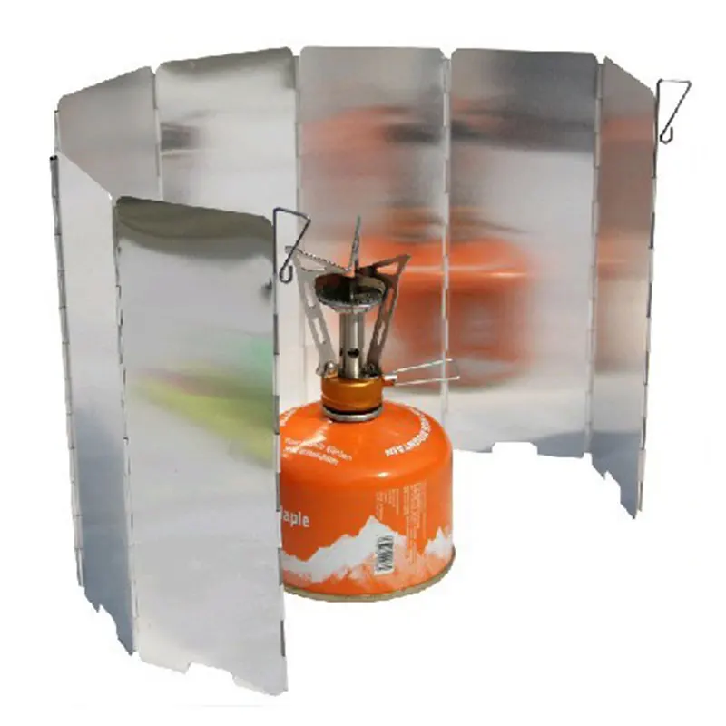 New Camping 8 Plates Aluminium Stove Wind Shield Windproof Foldable