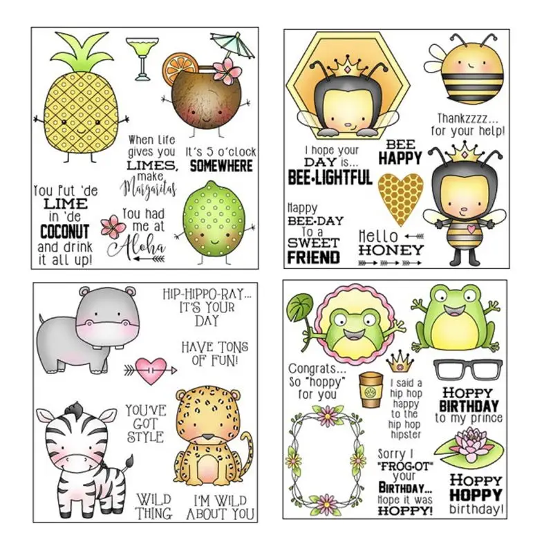 

AZSG Cartoon Fruits/Animals Transparent Clear Stamp/Seal for DIY Scrapbooking/photo Album Decorative Clear Stamp Sheets 10*10cm
