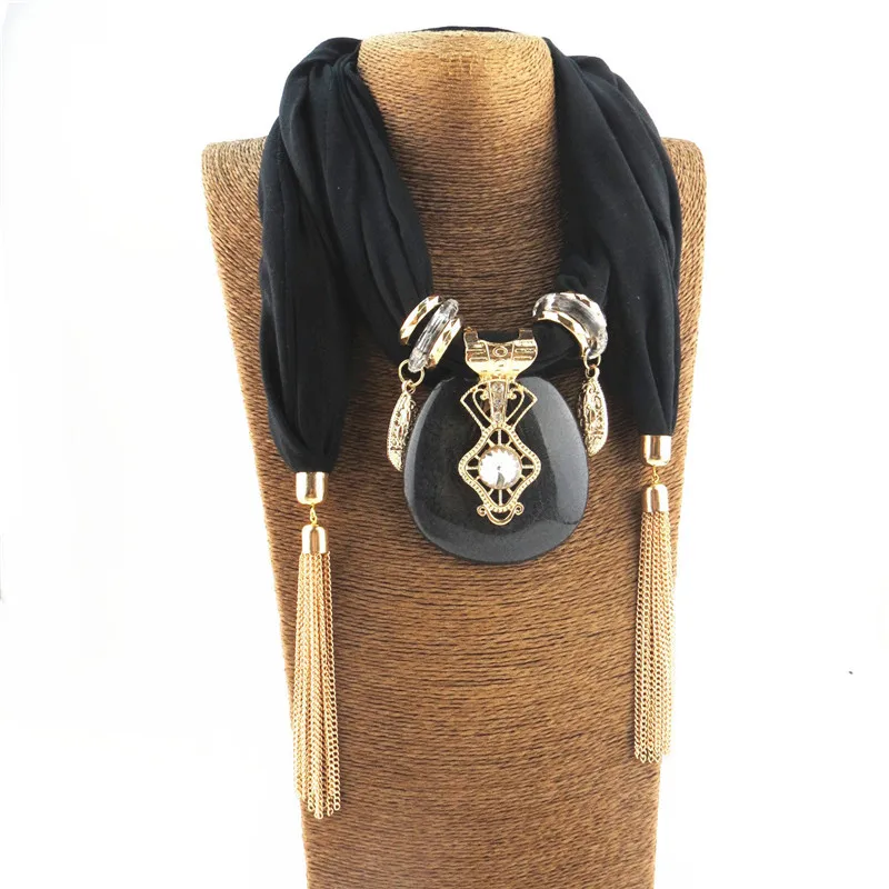 RUNMEIFA кулон, ожерелье, шарф для женщин, шифоновый хлопковый шарф с подвеской, Женские аксессуары, шарф, Прямая поставка - Цвет: 64