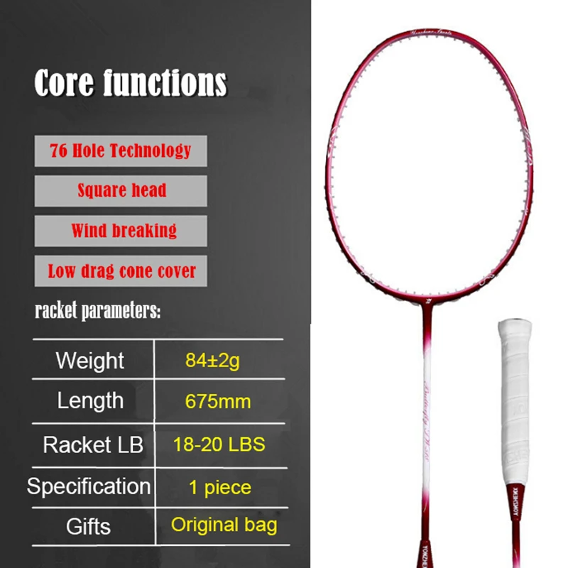 Nuevo 3U profesional raqueta de bádminton femenino de alto módulo de grafito de las mujeres de la raqueta de bádminton Rosa raquetas con Original Nuevo 3U profesional raqueta de bádminton femenino de alto módulo de grafito de las mujeres de la raqueta de bádminton Rosa raquetas con Original