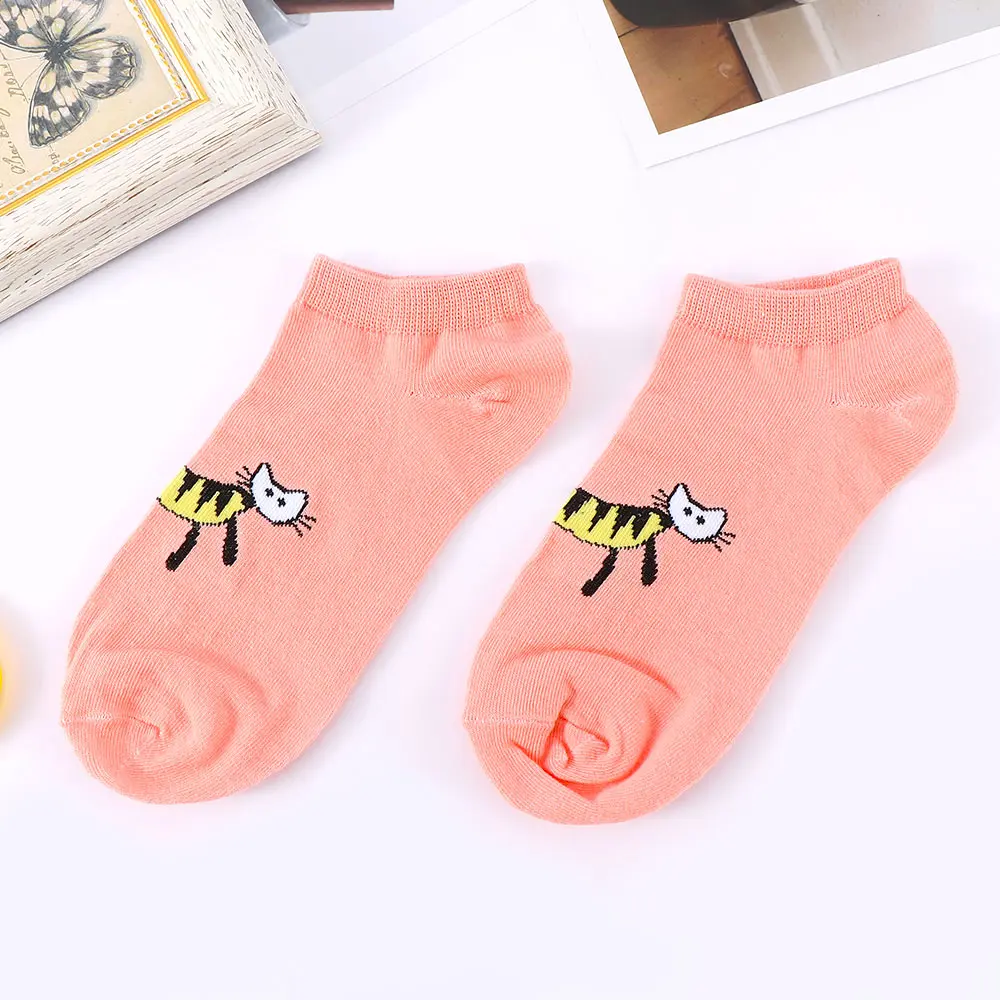 2 пары милых невидимых носков хлопковые нескользящие носки-лодочки с рисунком кота Мягкие короткие носки женские короткие носки для