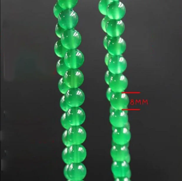 8MM Natural Green Chalcedony Round Beads Necklace 35&quot Long AAA | Украшения и аксессуары