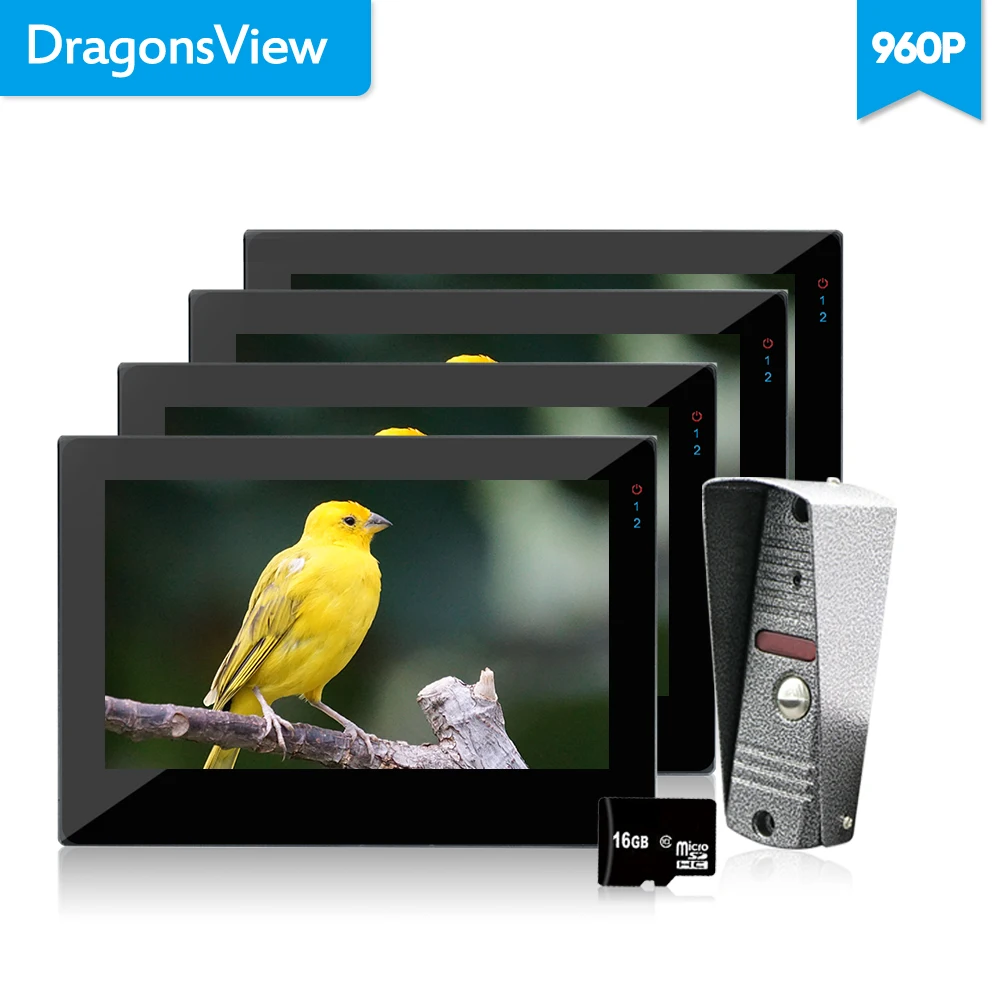 

Dragonsview DIY 7" Hands-free Audio& Video Door Phone Intercom System Waterproof Camera 960P Touch Screen Memory Monitor Record