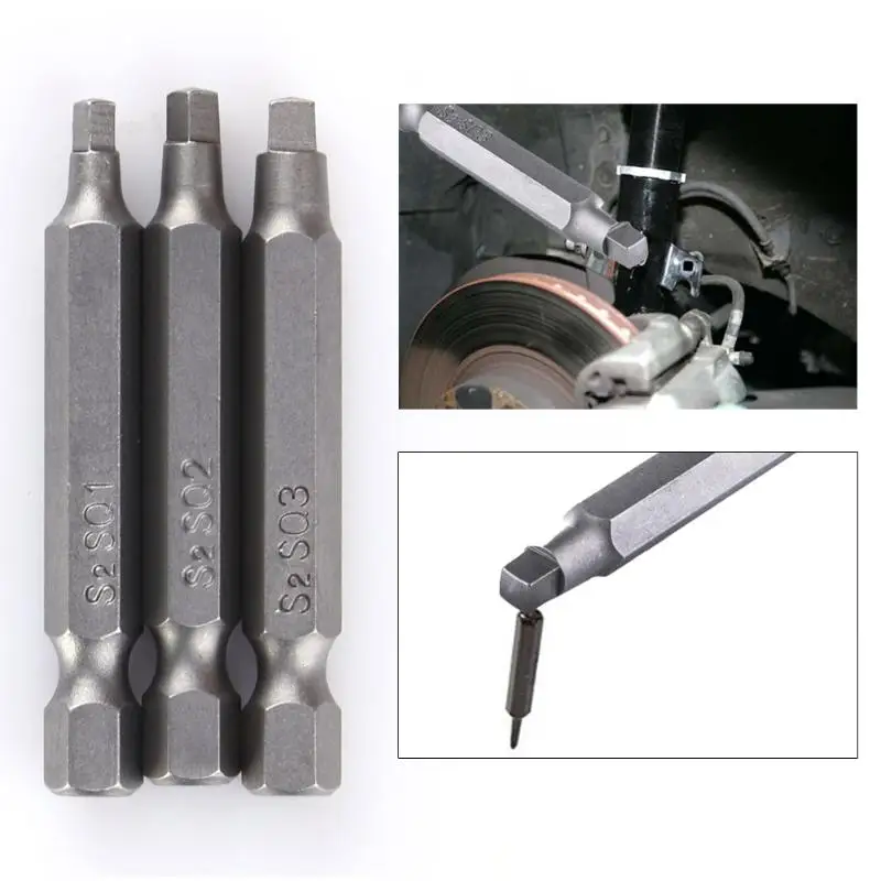 

3pcs 50mm 1/4 Inch S2 Steel Alloy Square Bits Metal Magnetic Square Head Screwdriver Bits Hand Tool Set