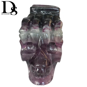 

1900g Large Fluorite Human Skull Horrifying Ghost Claws Skeleton Figurine Natural Quartz Supernatural Crafts