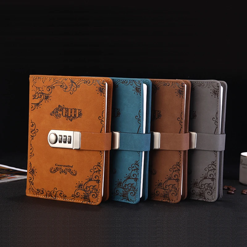 

New personal Diary with Lock code Password Notebook paper 130 sheets Bussiness Notepad Stationery office school supplies Gift