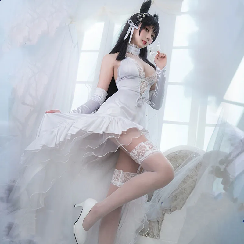 Atago Azur Lane Косплей IJN карнавальный костюм белое платье с цветочным рисунком клятва