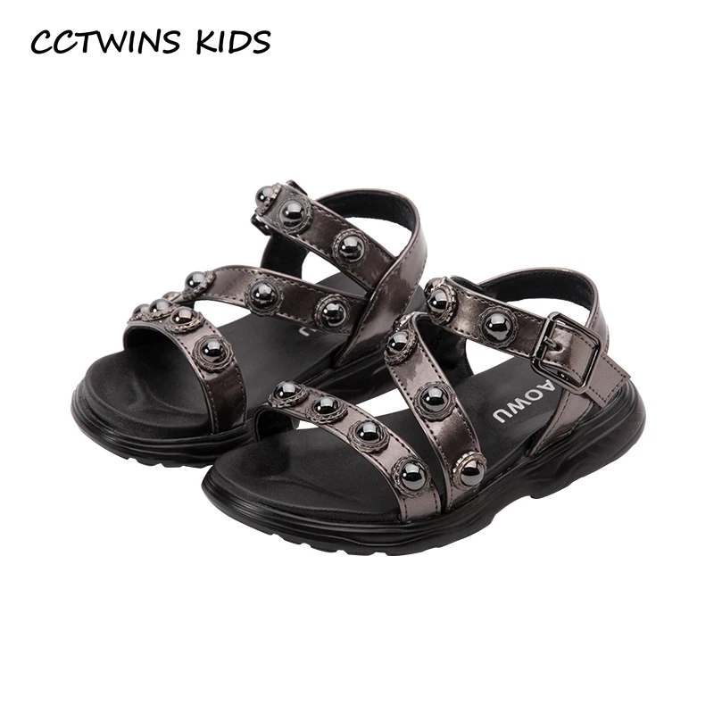 

CCTWINS Kids Shoes 2019 Summer Children Pu Leather Flat Babys Boys Brand Princess Sandals Girls Fashion Stud Shoes PS484