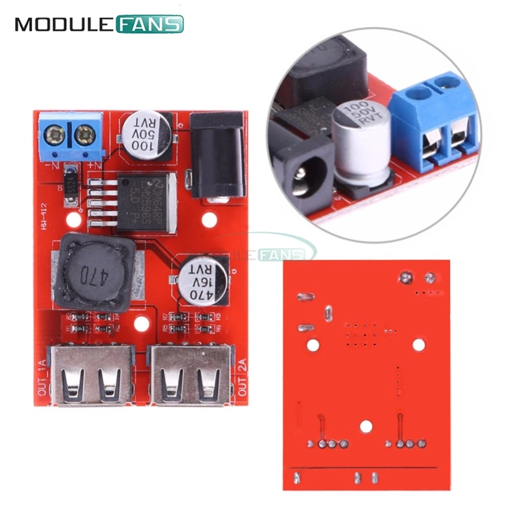 LM2596 LM2596S двойной USB DC 9 в 12 В 24 36 до 5 3A понижающий преобразователь Плата