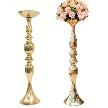 

Gold Silver Metal Candle Holders 50cm/20'' Stand Flowers Vase Candlestick As Road Lead Candelabra Centre Pieces Wedding Decorati