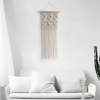 

Handmade Macrame 50x90cm Hanging Decorations Hand-woven Basket Flower Pot Hanging Net Handwork Unique Hanging Macrame Rope