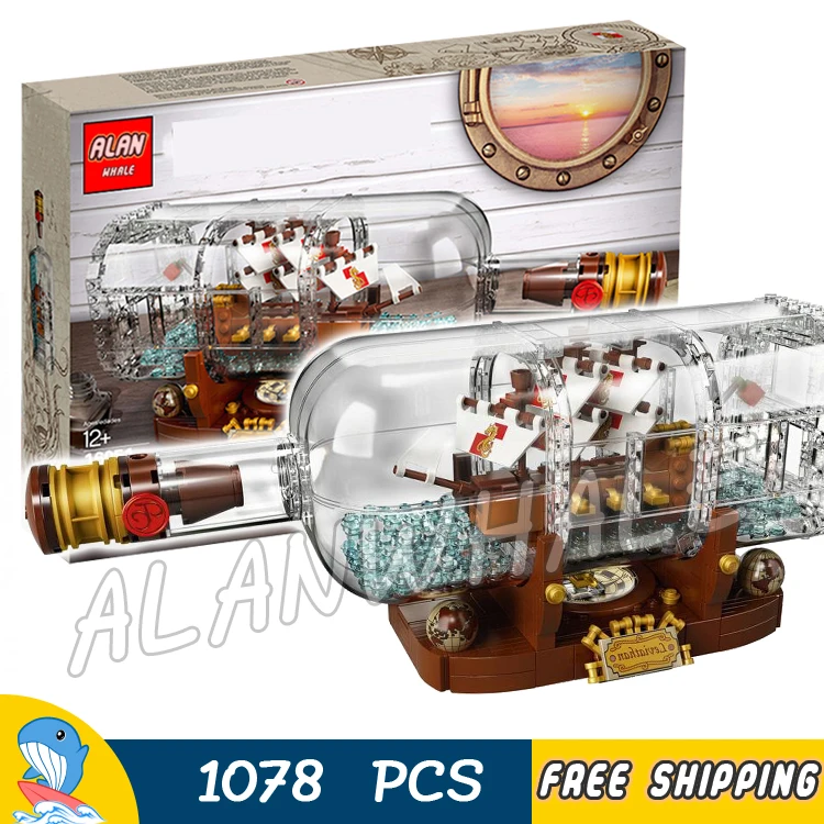 

1078pcs Ideas Pirates of the Caribbean Ship in a Bottle 16051 DIY Model Building Kit Blocks Gifts Toys Sets Compatible With lego