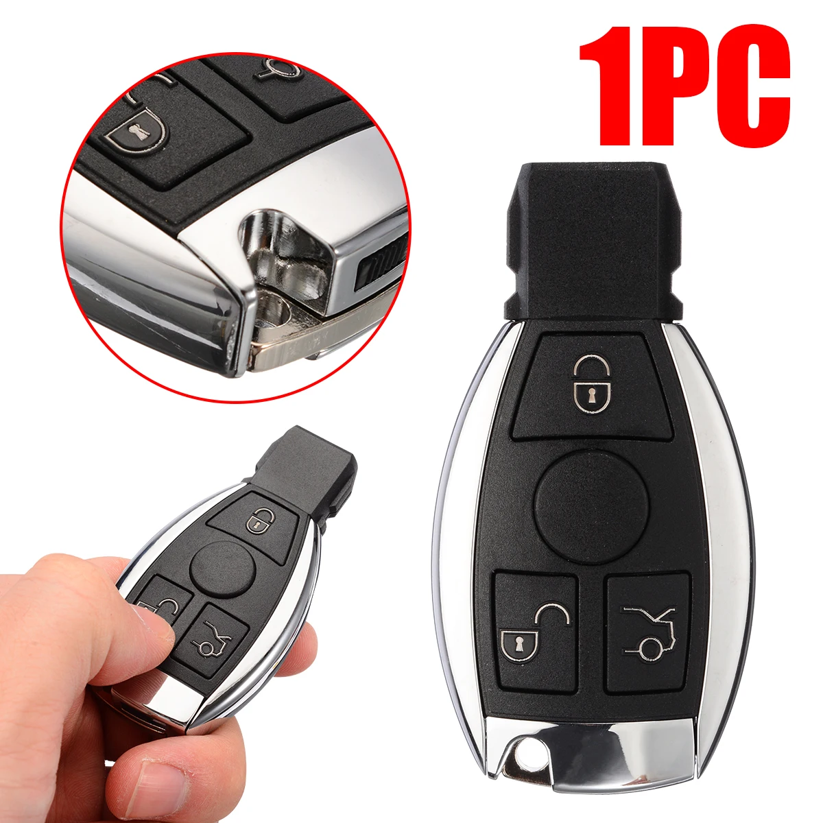 

1pcs Remote Key Fob 3 Buttons 433MHz BGA With Chip For Mercedes Benz 2000+ Key Fob Replacement Accessories