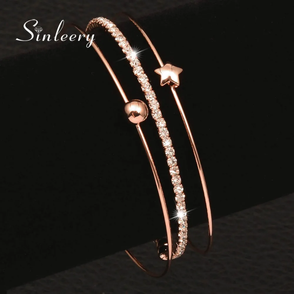 

SINKEE free shipping New Fashion 3 pcs/set zircon Lucky Star Bangle Women Bracelet Cuff SL257