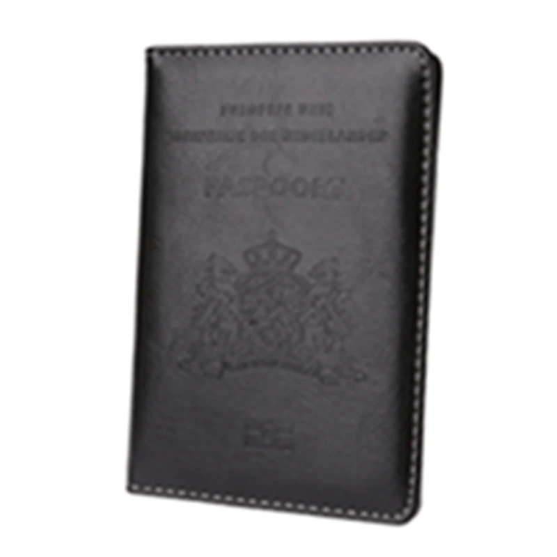 New Men Women Travel Leather Passport Card Cover Holder Case Protector Organizer Simple Design Casual Card Holder - Цвет: Черный