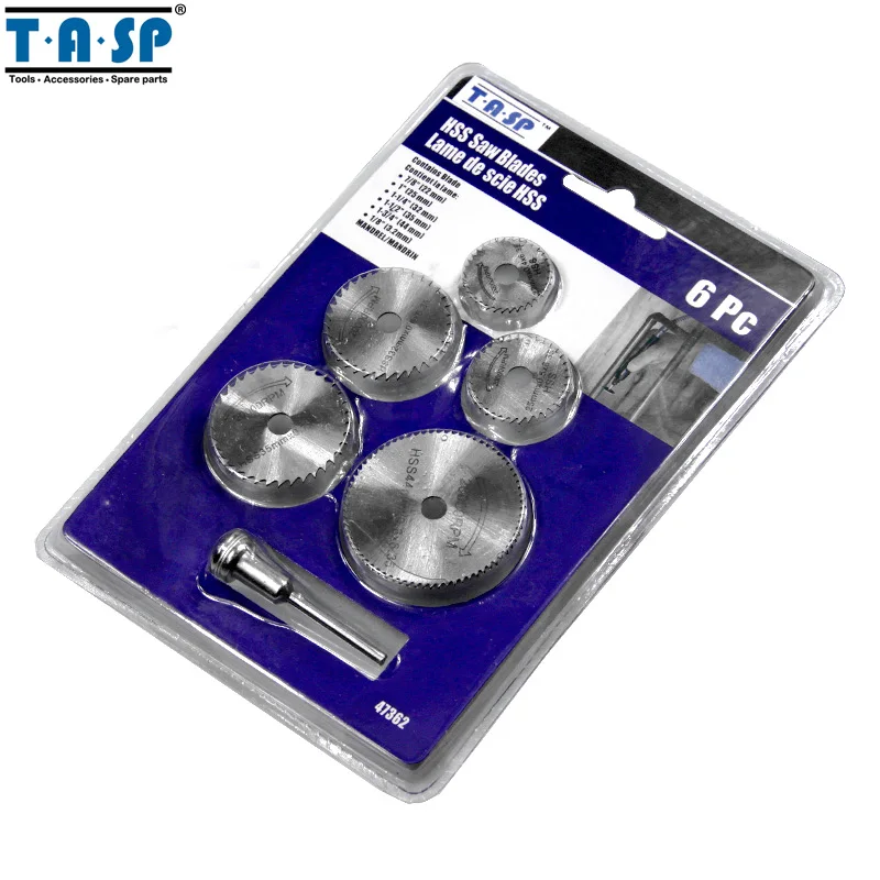 TASP Mini Circular Saw Blade Set 6PC Cutting Disc Rotary Drill Tool Accessories for Wood Aluminum
