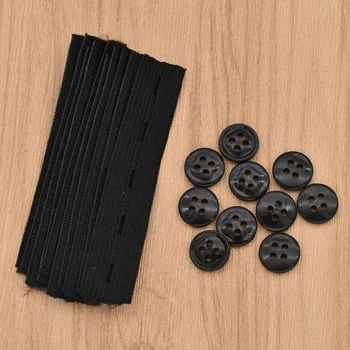 

10 Sets Black Trousers Waist Extender Buttons Accessories For DIY Handmade Jeans Pants Waist Elastic Band Materials