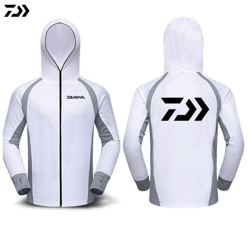 DAIWA Fishing Clothing DAWA Hooded Men Fishing T Shirt Quick Drying