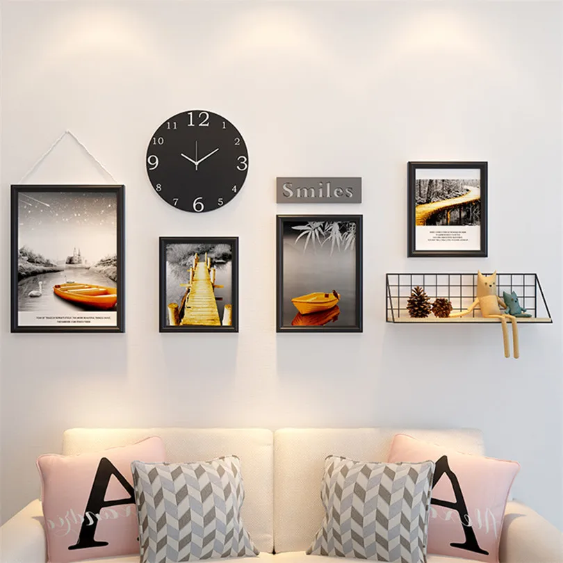 Винтажный набор из 4 предметов с черно белой деревянной фоторамкой Frams + черные