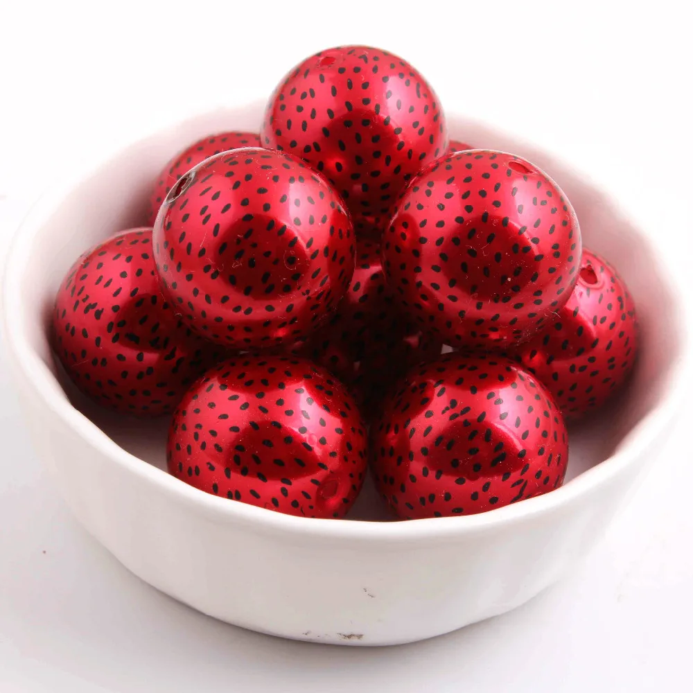 

Newest Wholesale 20mm 100pcs fashion acrylic Imitation pearl print Watermelon Seed beads for kid's jewelry!