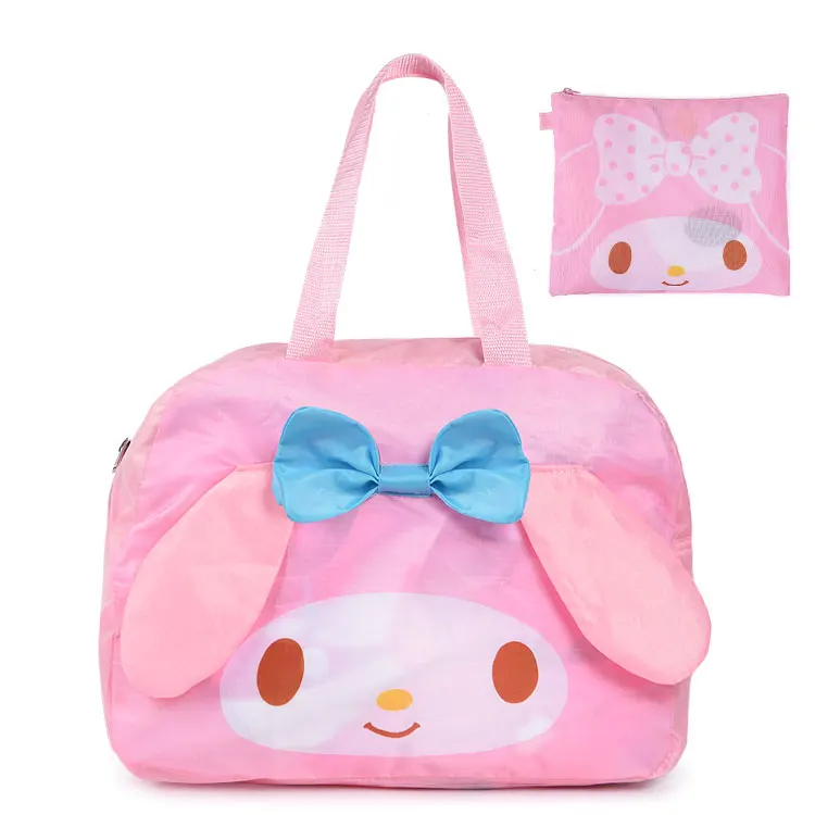 

Cute Pom Pom Purin My Melody Foldable Folding Travel Bag Women Girls Cartoon Pink Yellow Tote Duffle Bags Travel Luggage