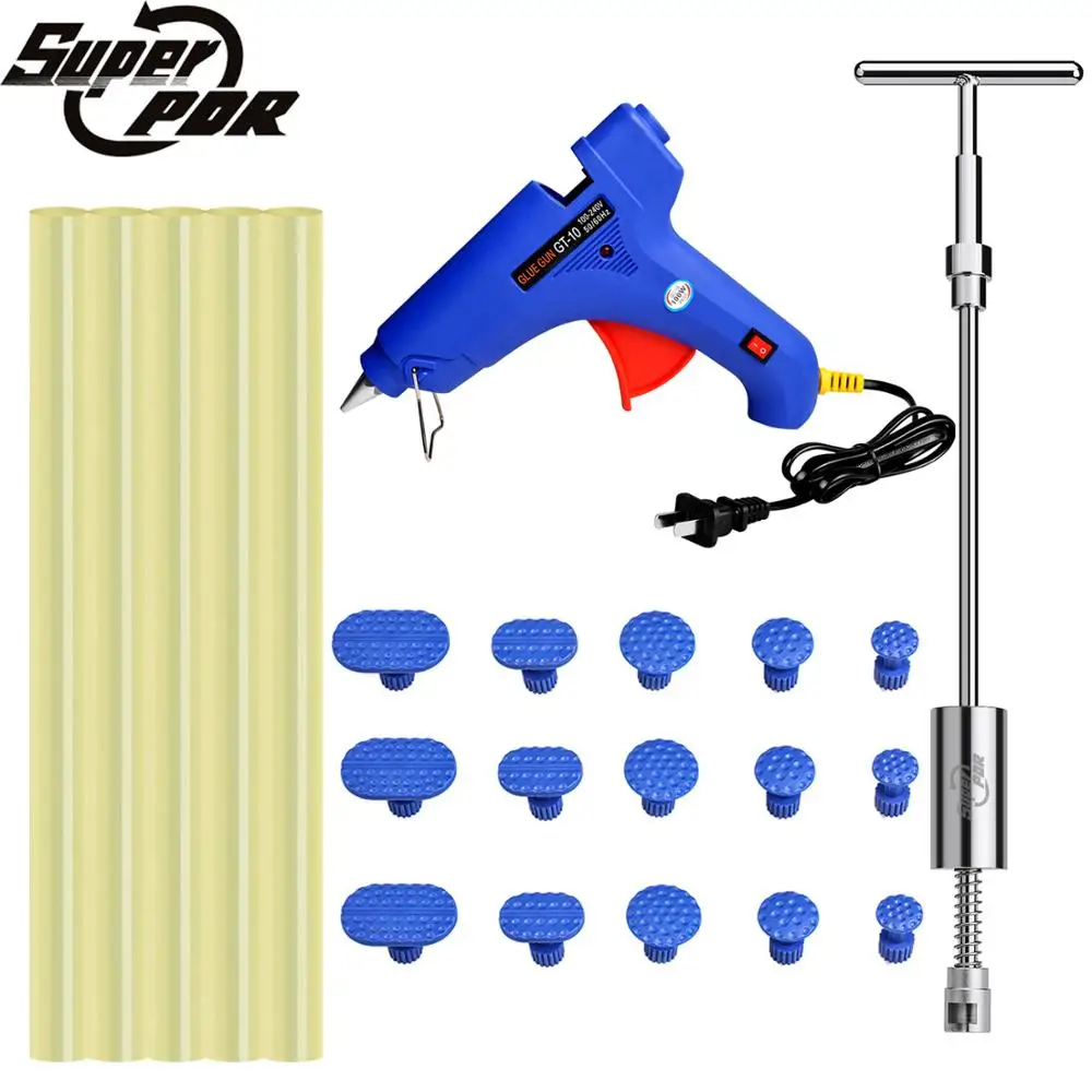 

Super PDR Tool Set Paintless Dent Repair Tools Auto Herramientas Slide Hammer Dent Puller Suction Cup Kit Car Hot Melt Glue Gun