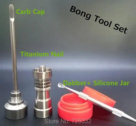 Набор инструментов Bong 10 мм 14 18 Domeless Gr2 Titanium Nail Dabber силиконовая банка Carb Cap масло