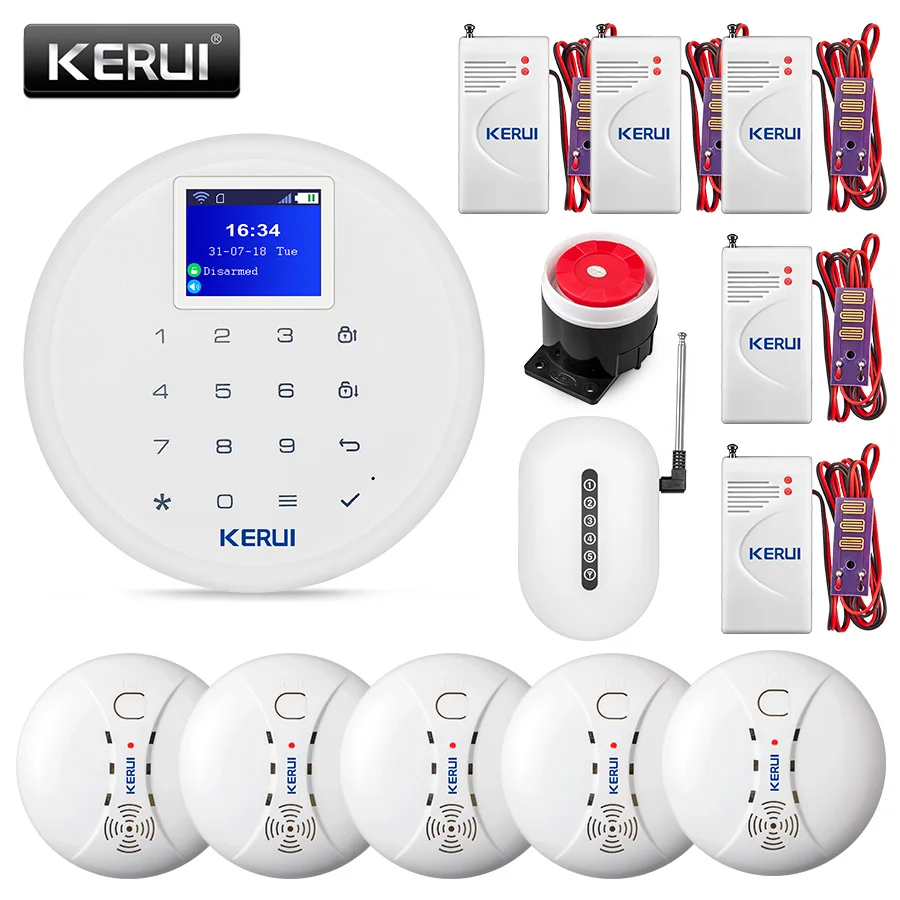 

KERUI W17 Wireless WiFi GSM Alarm System Home Warehouse Security Fire Smoke Protection Multiple Language