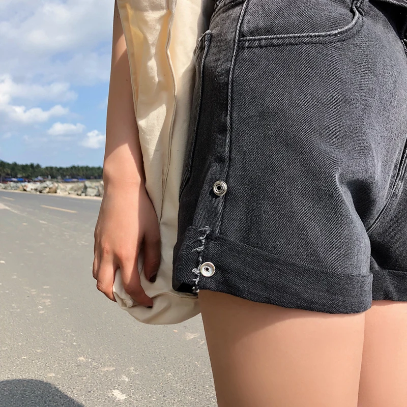 Повседневное Для женщин Джинсовые Шорты Высокая уличная карманов женские джинсовые шорты; деним 2019 Лето Высокая талия широкие брюки