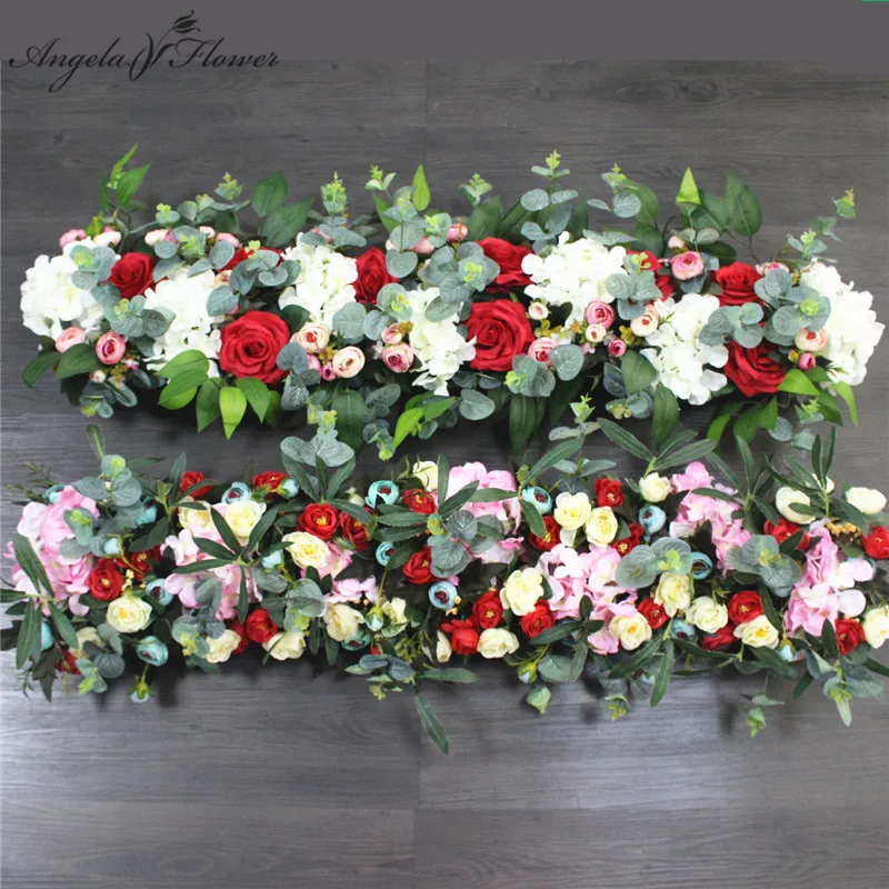 

1M luxury wedding Road cited flowers wall rose peony hydrangea DIY arch door Flower Row runner Window T station Christmas decor