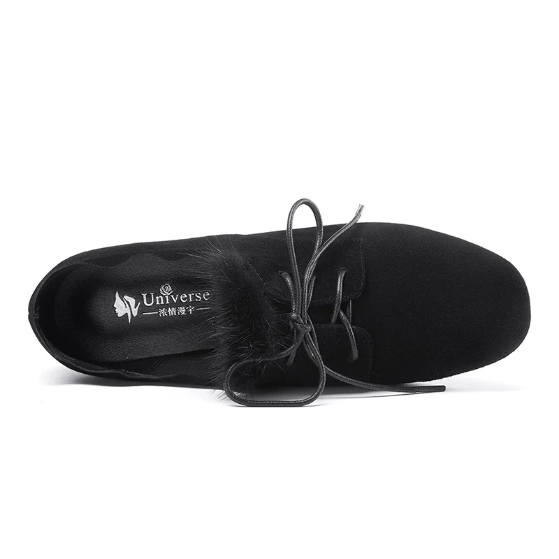 Talon Avec Suede Croix De Dames Fourrure Carré khaki yellow Lacets Lié Confortable Casuals Femmes Kid Black Univers Pompes Style À G338 Chaussures 7qawOzY