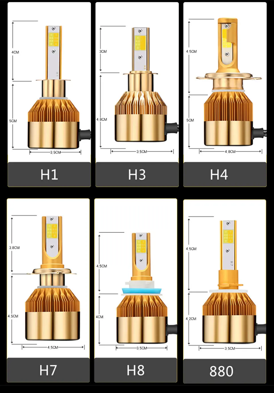 LDRIVE H4 H7 светодиодный головной светильник лампы H1 H3 H8 H11 HB3 HB4 светодиодный головной светильник комплект 3000 К 6000 4800LM двойной Цвет Автомобильный светодиодный светильник фары 12V