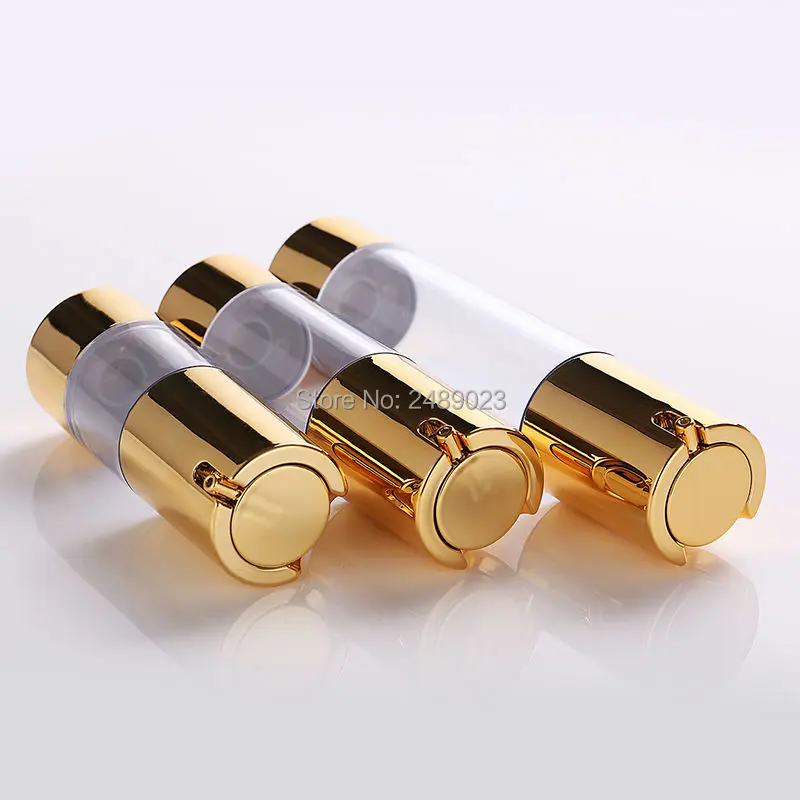 1pcs 골드 실버 진공 병 펌프 Airless 럭셔리 휴대용 화장품 로션 치료 여행 빈 컨테이너 15ml/30ml/50ml