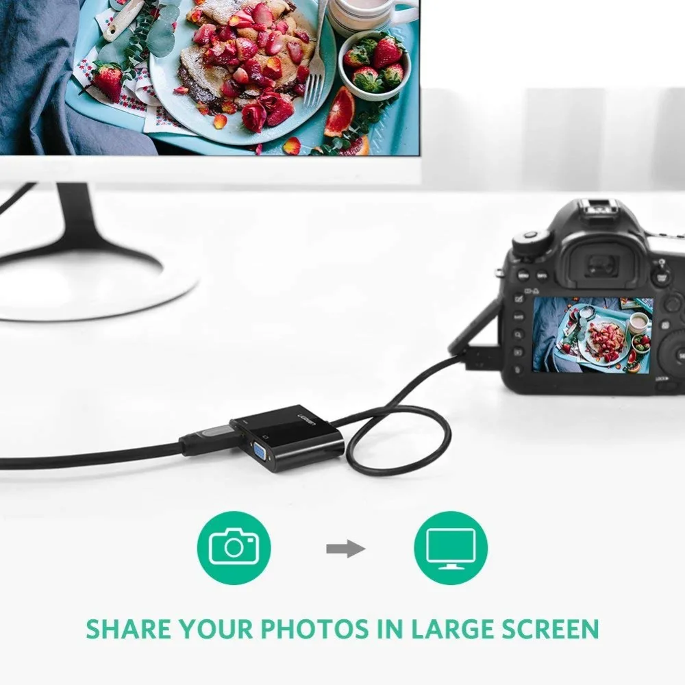 Ugreen Micro HDMI в VGA адаптер с 3 5 мм аудио USB порт для планшета камера кабель